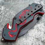 6" Black Red Dragon Knife Tactical Fantasy Spring Assisted