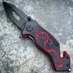 6" Black Red Dragon Knife Tactical Fantasy Spring Assisted