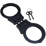 Black Steel Military Double Lock Handcuffs 2 Keys & Spray