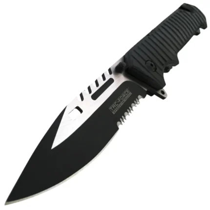 Black Tactical Sawback Spring Assisted Folding Knife