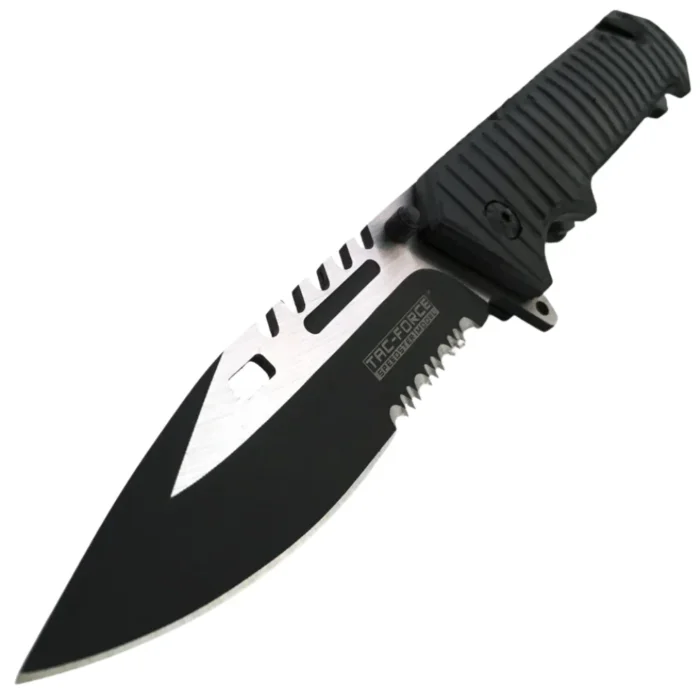 Black Tactical Sawback Spring Assisted Folding Knife