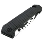 Black Tactical Sawback Spring Assisted Folding Knife