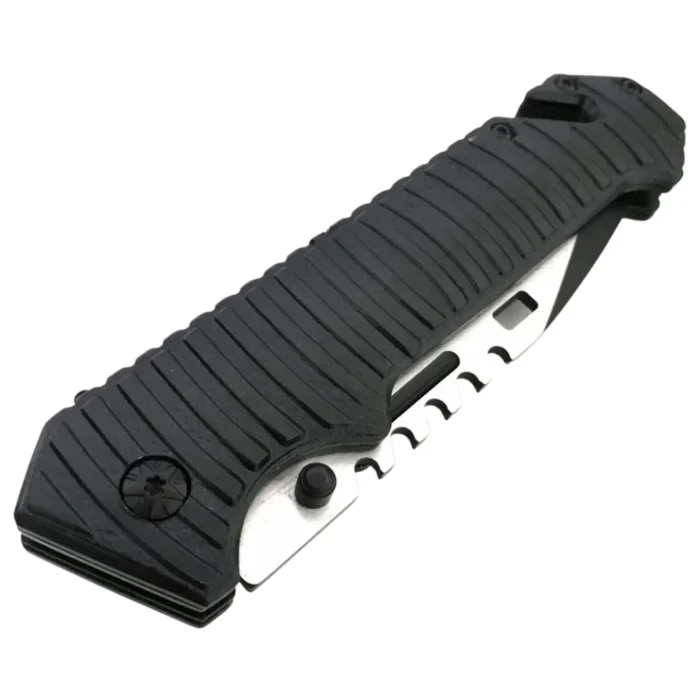 Black Tactical Sawback Spring Assisted Folding Knife