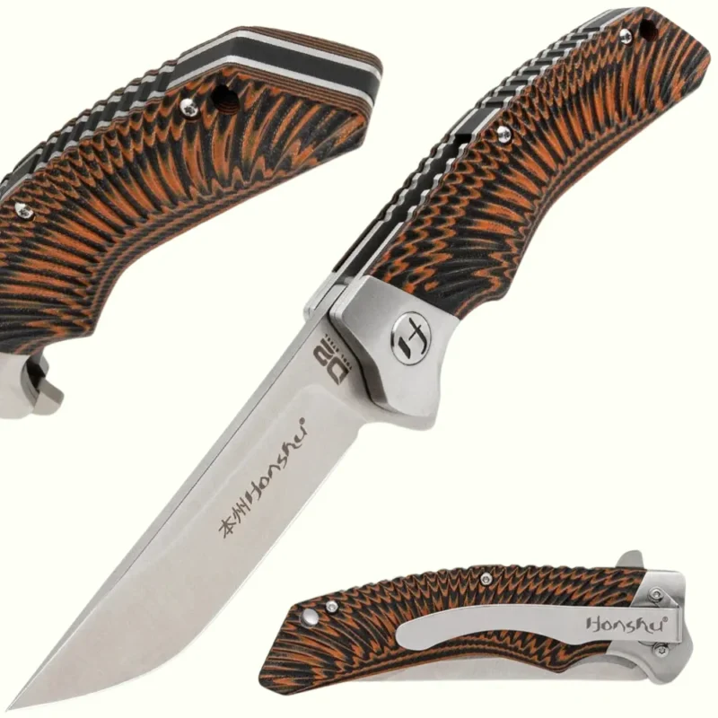Black and Orange Sekyuriti Ball Bearing Pocket Knife 4.5-Inch Closed