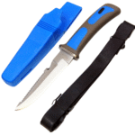 Blue Handle Scuba Dive Knife Fixed Blade Sheath & Straps