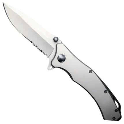 Grey Heavy-Duty Assisted-Open Tactical Folding Pocket Knife
