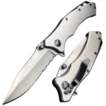 Grey Heavy-Duty Assisted-Open Tactical Folding Pocket Knife