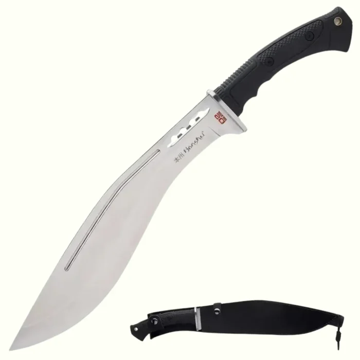 Honshu D2 Tool Steel Boshin Kukri with Sheath and TPR Handle