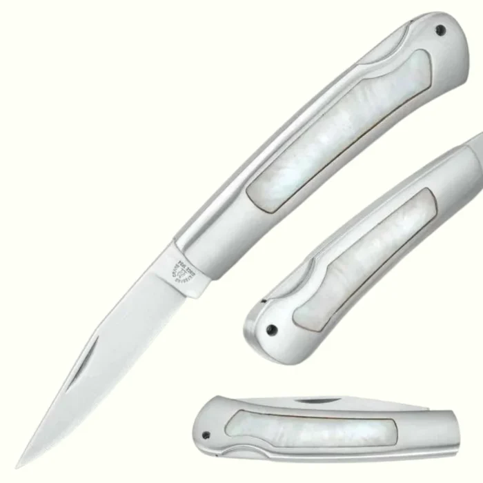 Kissing Crane Genuine Pearl Handle Stainless Steel Folding Pocket Knife