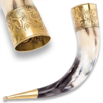 Medieval Brass Trim Replica Viking Horn Drinking Mug