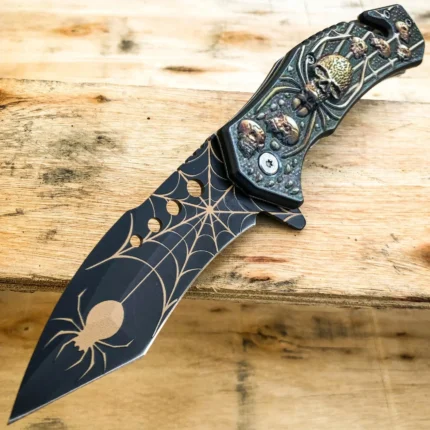 Military Tactical Skull Spider Assisted 8.5" Folding Knife