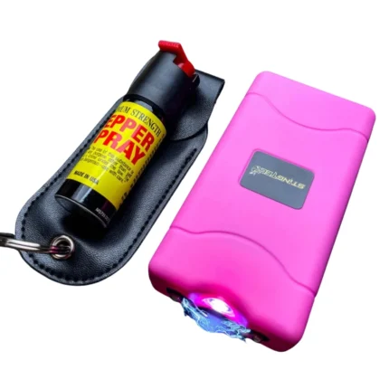 STINGTEC Pink Rechargeable Stun Gun Pepper Spray Gift Set