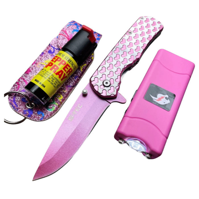 Pink Safety Combo 3-in-1 Stun Gun, Knife & Spray Set