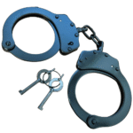 Real Police Double Lock Black Steel Handcuffs with Keys