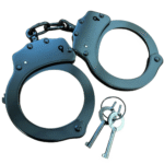 Real Police Double Lock Black Steel Handcuffs with Keys