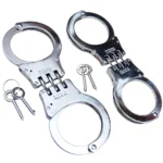 2PC Professional Chrome Steel Double Lock Hinged Handcuffs