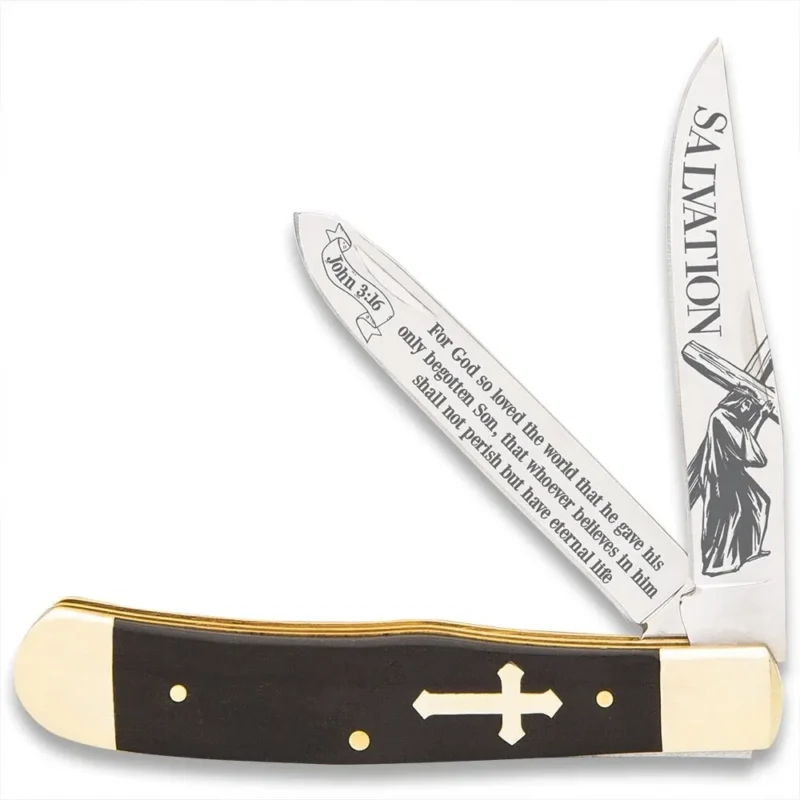 Salvation Trapper Pocket Knife with John 3:16 Etching