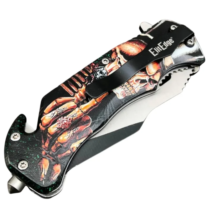 Tactical Skull Magician Folding Spring Assisted Knife