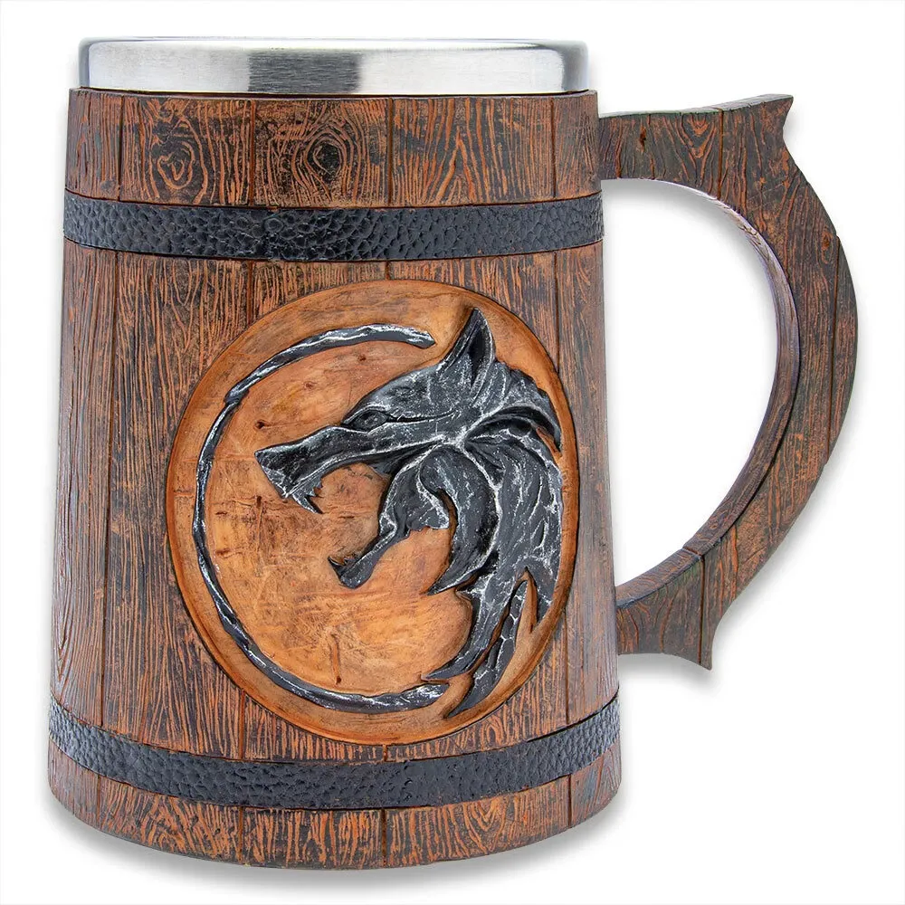 Wolf Medallion Mug from The Witcher Resin with Steel Liner Wolf Medallion Mug from The Witcher Resin with Steel Liner