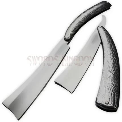 2PC Sweeney Todd Barber Razor Set showing open and folded pocket shaving razors