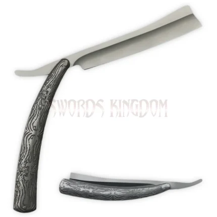 2PC Sweeney Todd Barber Razor Set with black handles and shaving blades