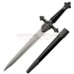 English medieval style dagger featuring a royal design and sheath