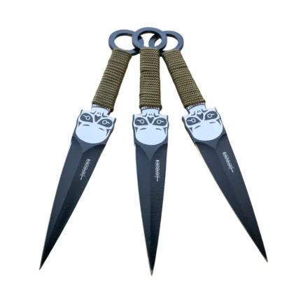 3PC 8" Ninja Tactical Skull Kunai – Combat Throwing Knife Set