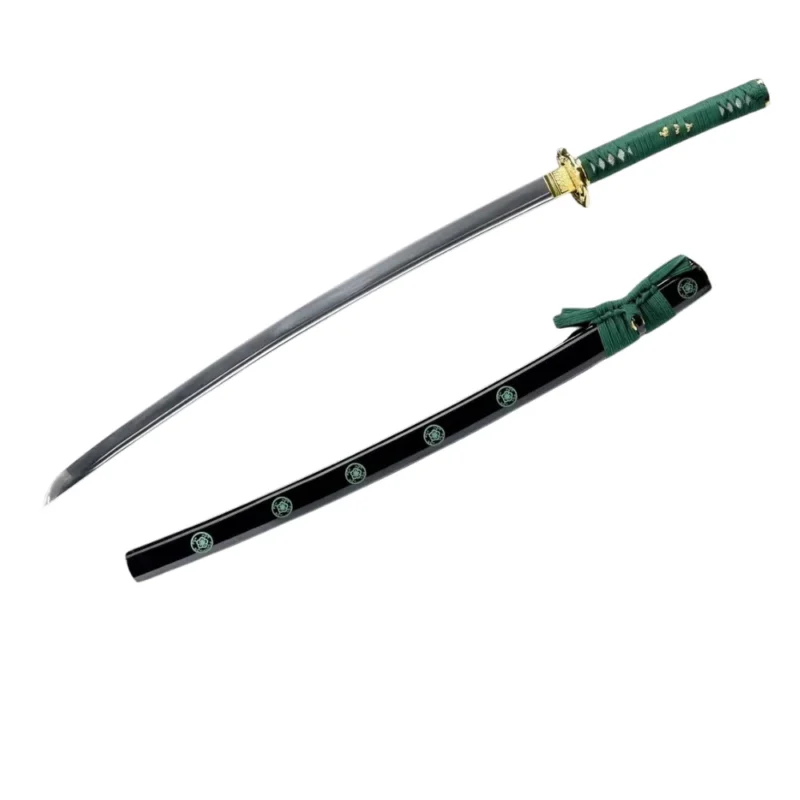 Handmade Full Tang Green Sakura Japanese Samurai Katana Sword