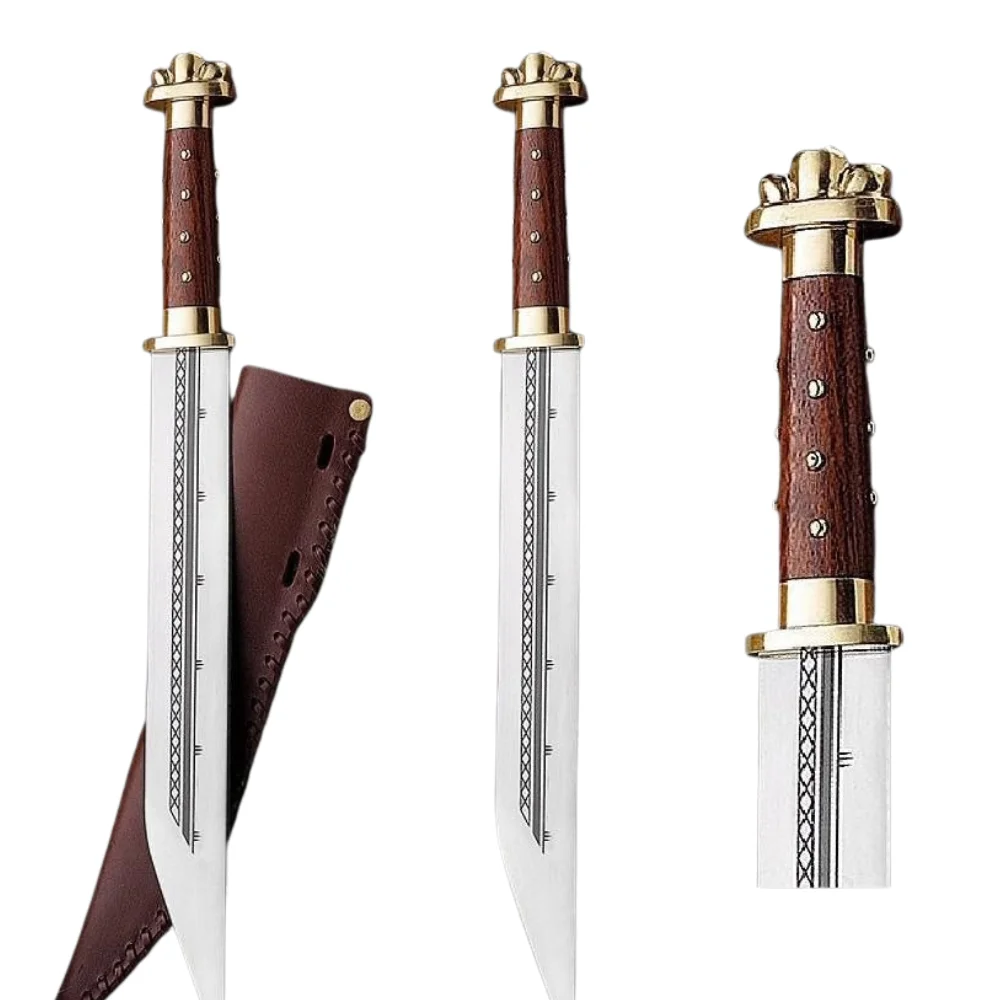 Merovingian Viking Seax Or Sax Dagger With Leather Sheath (1) Merovingian Viking Seax Or Sax Dagger With Leather Sheath