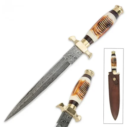 Timber Wolf Elite Damascus & Bone Dagger