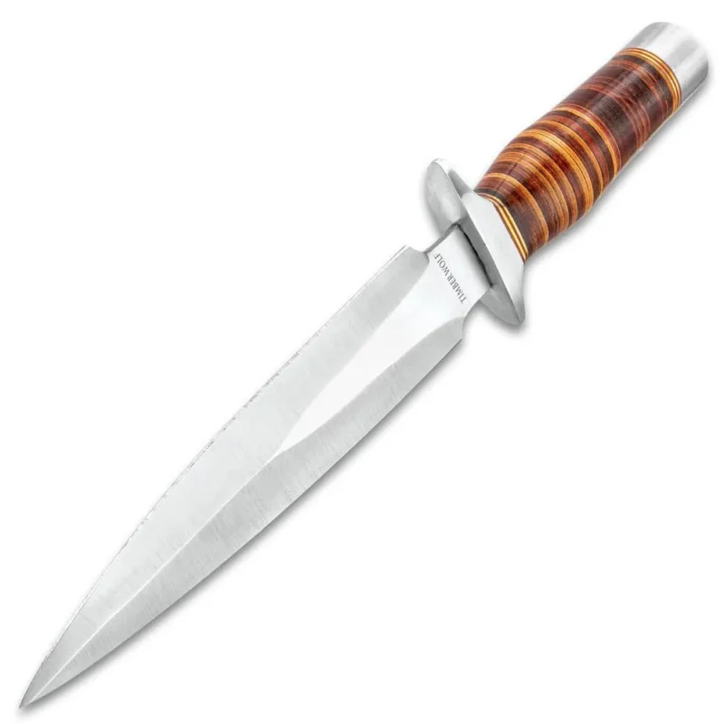 Timber Wolf Leather Fighter Dagger Tactical Fixed Blade Knife
