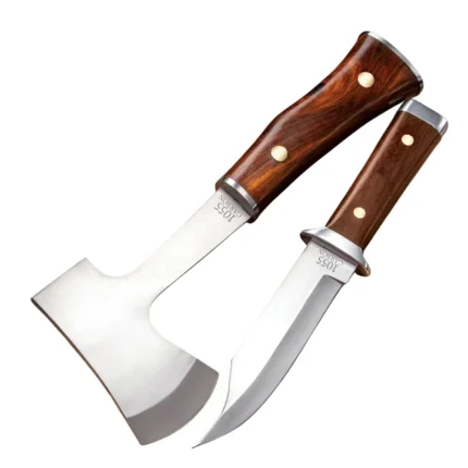 Timber Wolf Set with Sheath - Camp Axe and Fixed Blade Knife, Carbon Steel