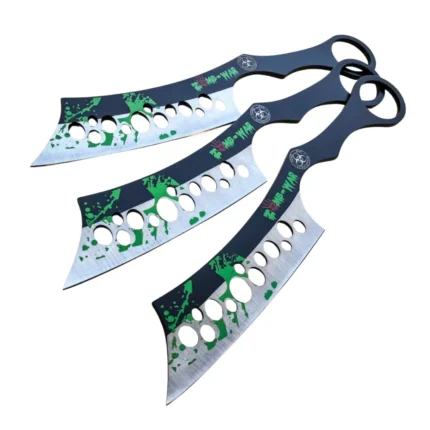 3 PC 8" Zombie Cleaver Ninja Kunai Ninjutsu Tactical Throwing Knife Set