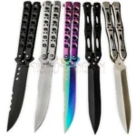 Classic Balisong folding blade butterfly knife with detailed handle design