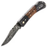 Handmade Forged Damascus Steel Wood Folding Knife