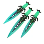 Green 3Pc Ninja Kunai Throwing Knife Set w/ Sheath - Image 2