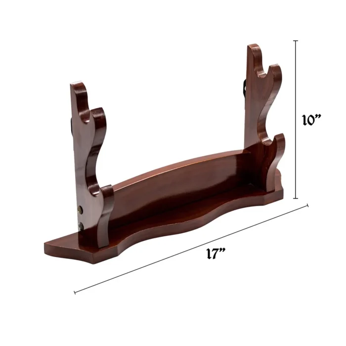 Tabletop Sword Display Rack Medieval Sword Stand Solid Wood 2Tier Display Rack - SwordsKingdom