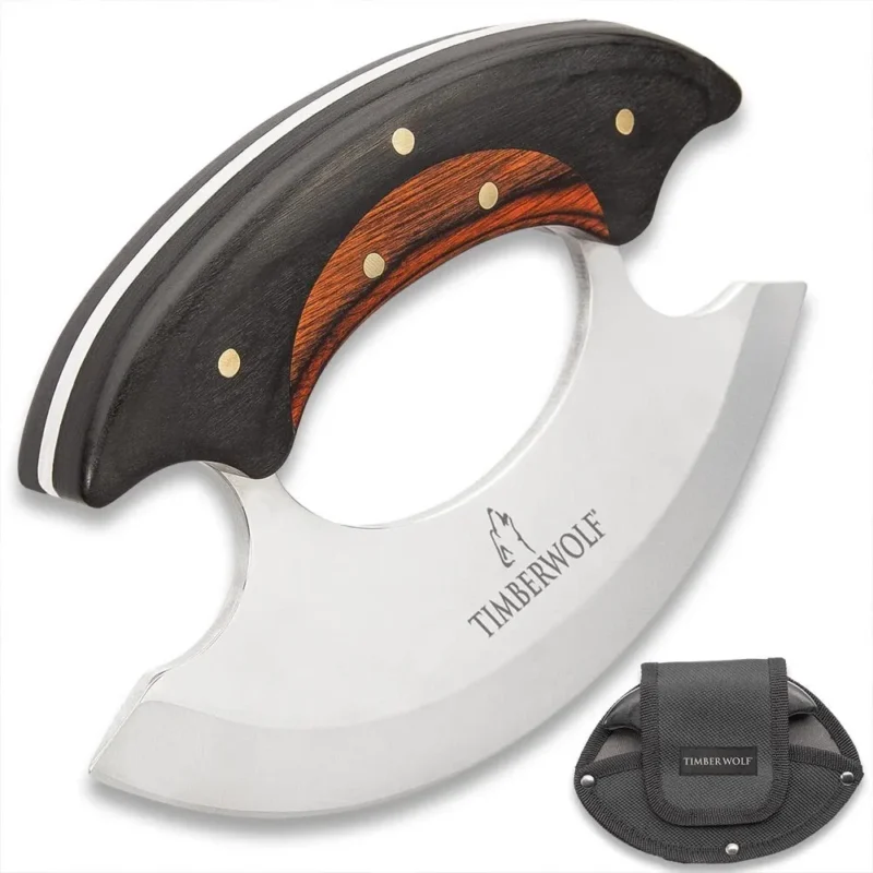 Timber Wolf Shredder Ulu Knife w/ Sheath 3 3/4"