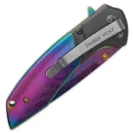 Timber Wolf Rainbow Aurora Damascus Assisted Knife - Image 2