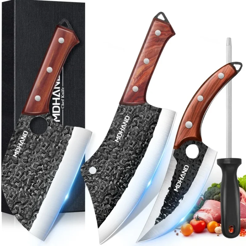 4PCS Handmade Damascus Steel Chef Knife Set – Kitchen