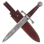 Damascus Steel Arming Dagger Full Tang with Sheath