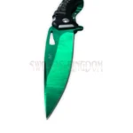 MTech spring assisted folding knife with green blade