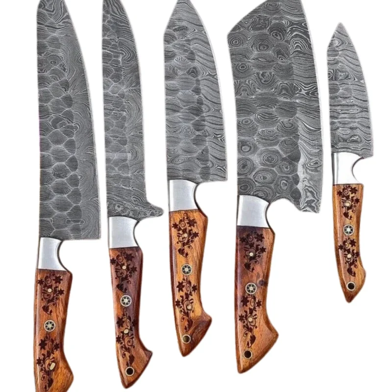Handmade Damascus Chef Knife Set 508X Kitchen Knives