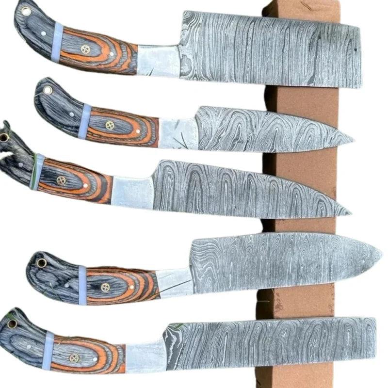 Handmade Forged Damascus Steel Chef Knife & Cutlery Set