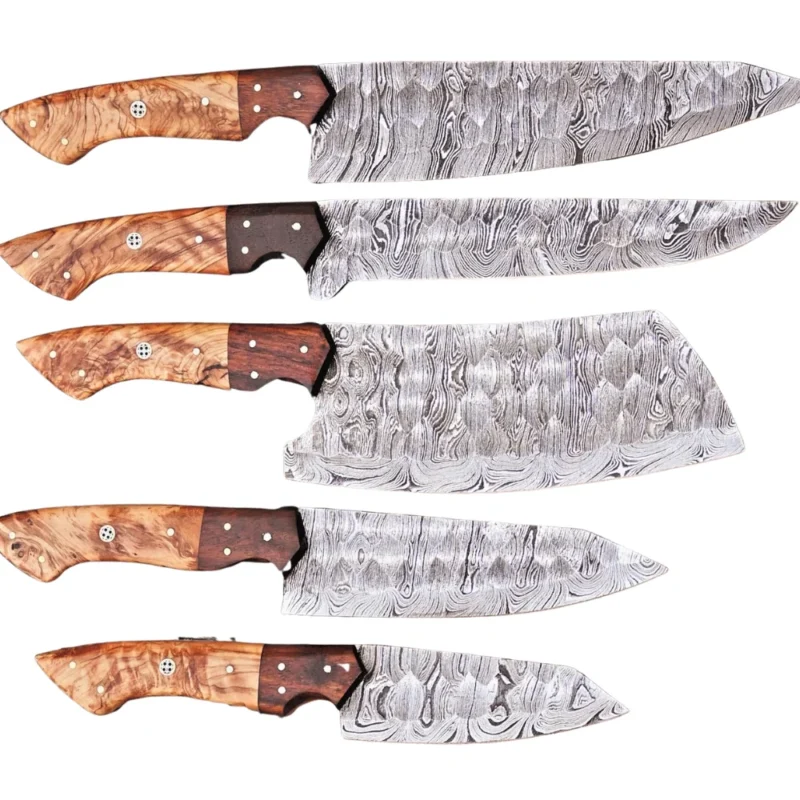 Premium Handmade Forged Damascus Steel Chef Knife Set