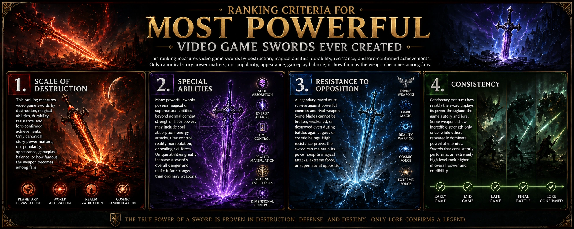 Ranking Criteria for Most Powerful Video Game Swords Ever Created