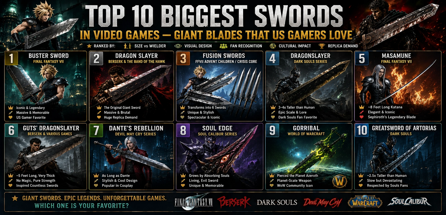 Top 10 Biggest Swords in Video Games — Giant Blades That US Gamers Love