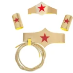 Wonder Woman Costume Set Gold Tiara Belt Wrist Bands Lasso