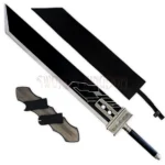 Cloud Strife Giant Buster Sword Replica with black sheath and display mount