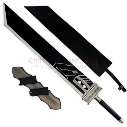 Cloud Strife Giant Buster Sword Replica with black sheath and display mount